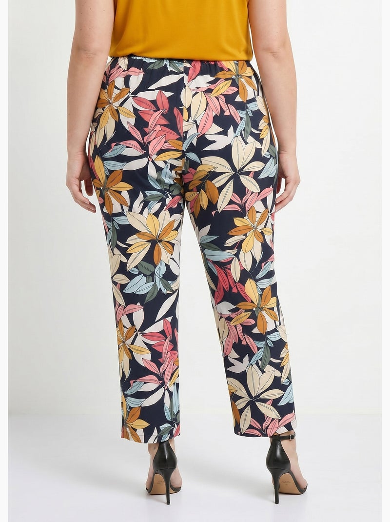 Pantalón estampado cintura elástica - Afibel Azul marino - Kiabi