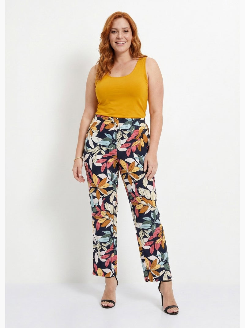 Pantalón estampado cintura elástica - Afibel Azul marino - Kiabi
