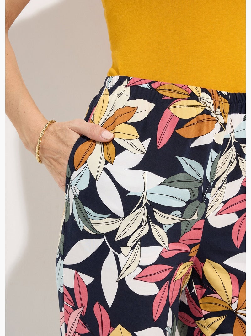 Pantalón estampado cintura elástica - Afibel Azul marino - Kiabi