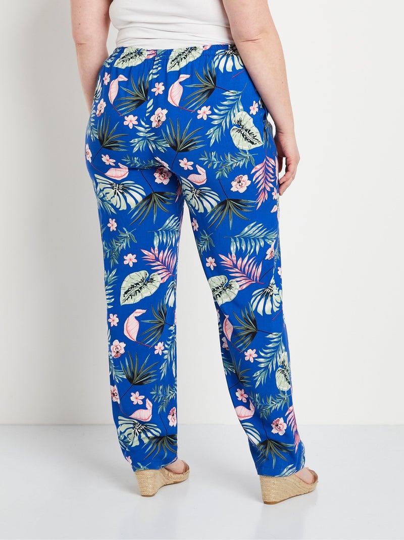 Pantalón estampado cintura elástica - Afibel Azul real - Kiabi
