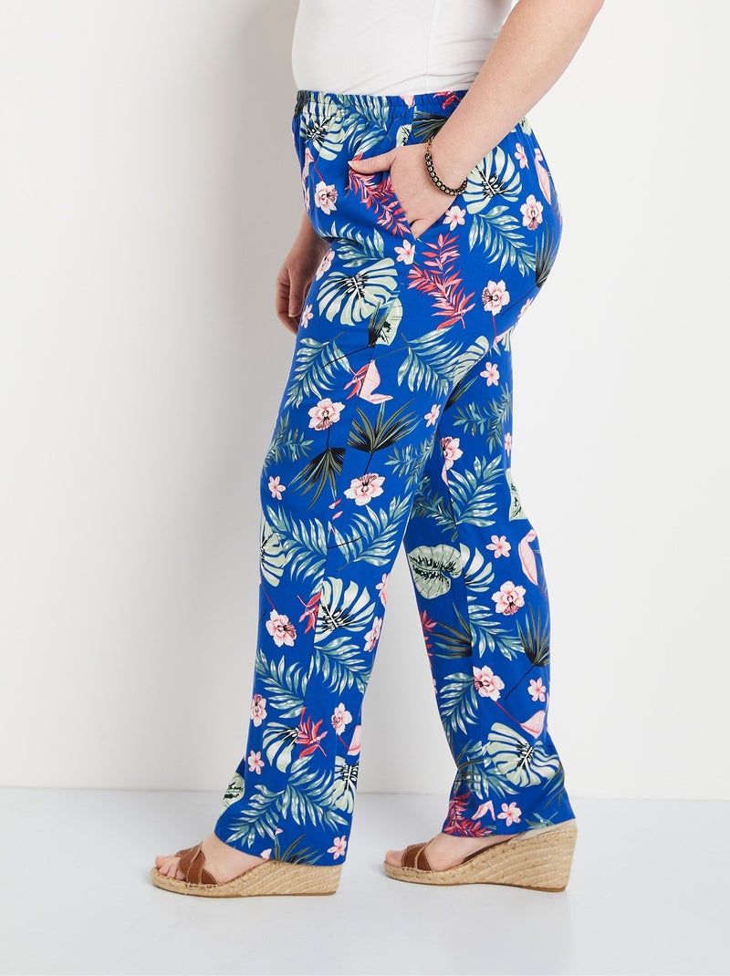 Pantalón estampado cintura elástica - Afibel Azul real - Kiabi