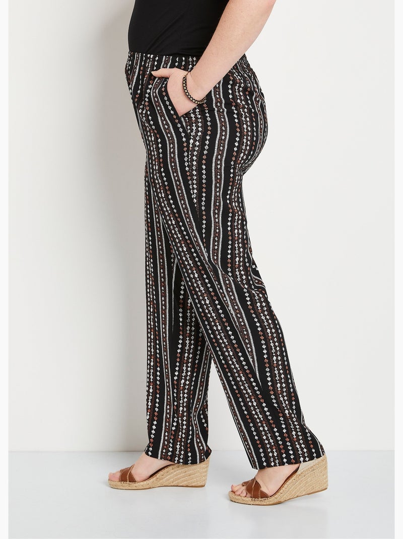 Pantalón estampado cintura elástica - Afibel Negro - Kiabi