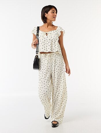 Pantalón estampado de punto crinkle