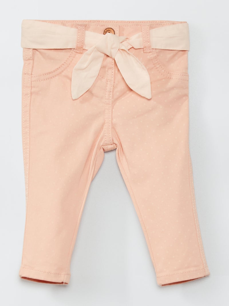 Pantalón estampado de sarga con cinturón anudable ROSA - Kiabi