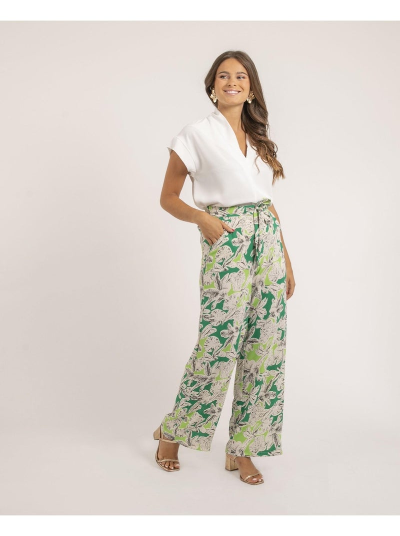 Pantalón estampado ELIENOR Verde - Kiabi