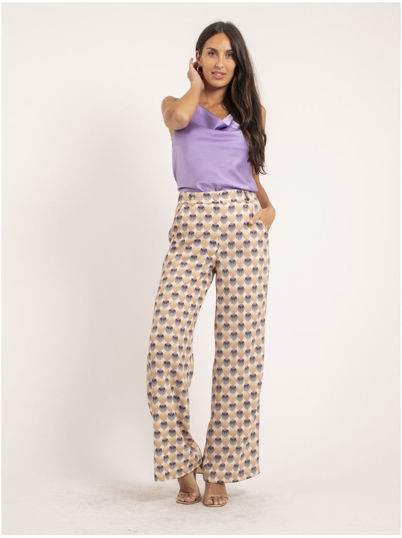 Pantalón estampado ETHANA Beige - Kiabi