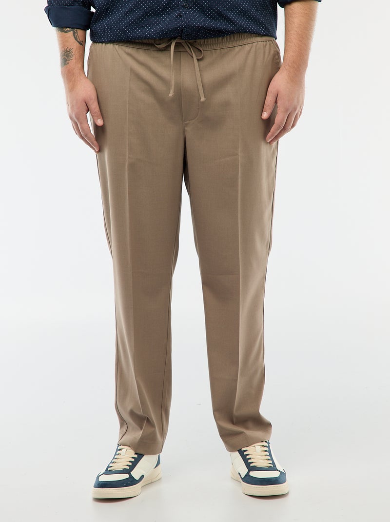 Pantalón estilo 'jogger' liso Beige - Kiabi