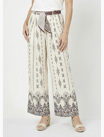 Pantalón étnico de pierna ancha + pañuelo en la cintura - AFIBEL