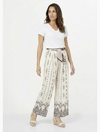 Pantalón étnico de pierna ancha + pañuelo en la cintura - AFIBEL