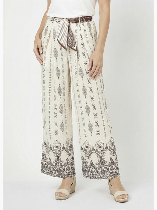 Pantalón étnico de pierna ancha + pañuelo en la cintura - AFIBEL - Kiabi
