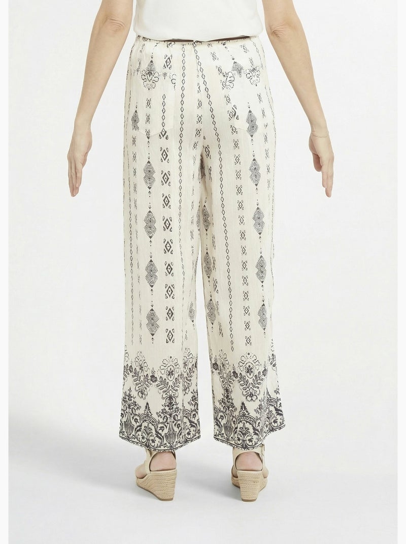 Pantalón étnico de pierna ancha + pañuelo en la cintura - AFIBEL Blanco - Kiabi