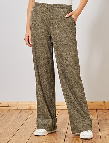 Pantalón extrancho de punto suave jaspeado - Kiabi