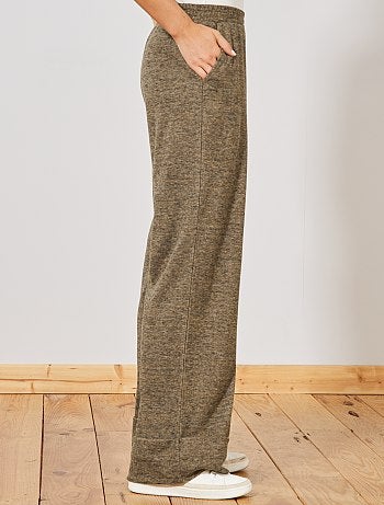 Pantalón extrancho de punto suave jaspeado - Kiabi