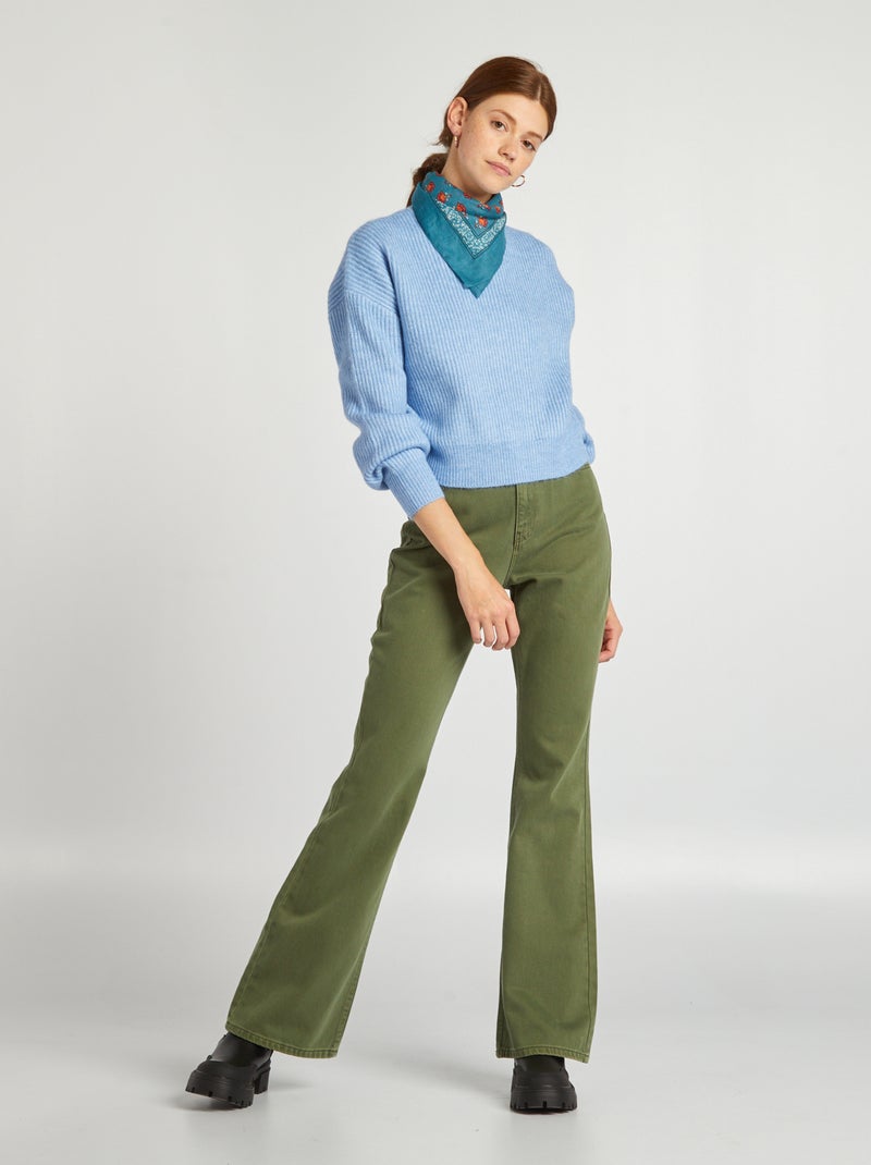 Pantalón flare - 5 bolsillos VERDE - Kiabi