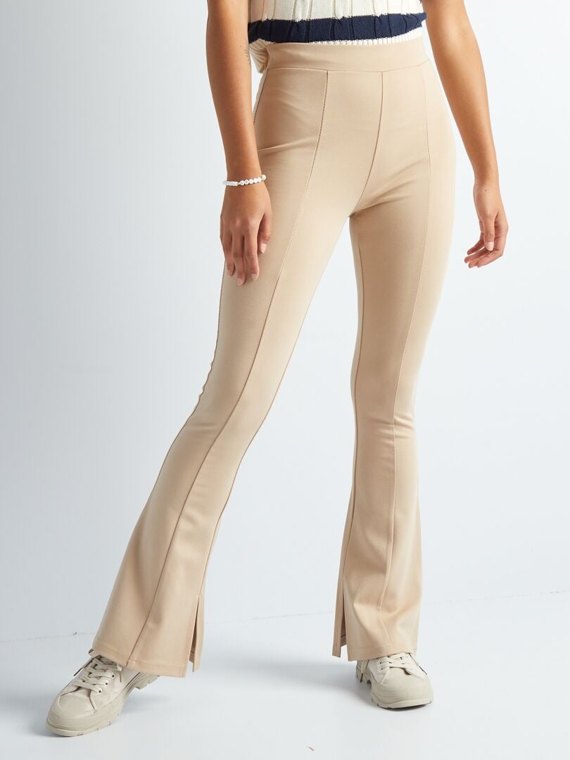 Pantalón flare bootcut con aberturas BEIGE - Kiabi