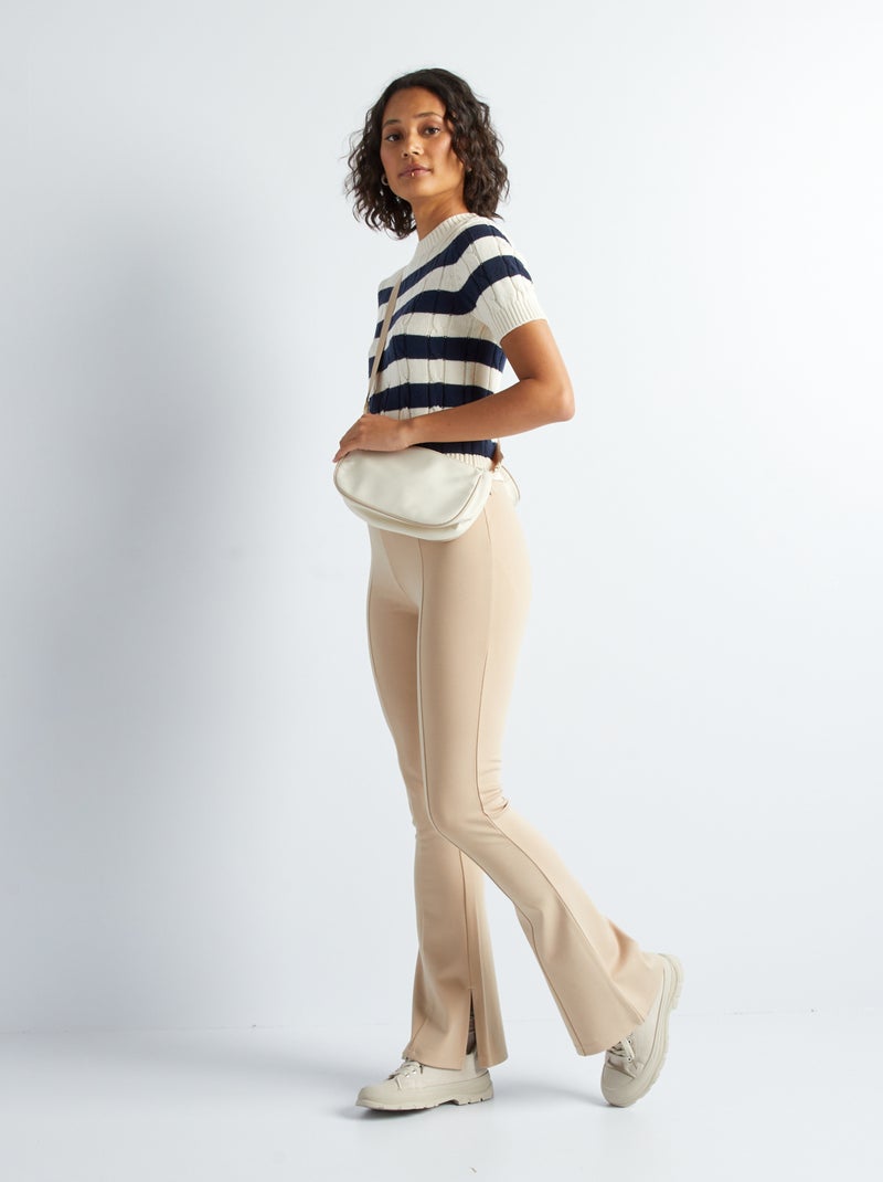 Pantalón flare bootcut con aberturas BEIGE - Kiabi