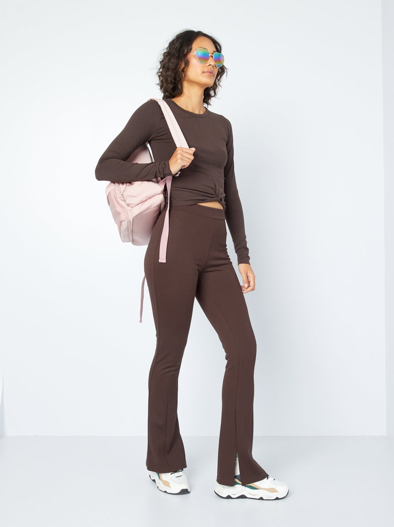 Pantalón flare bootcut con aberturas MARRON - Kiabi