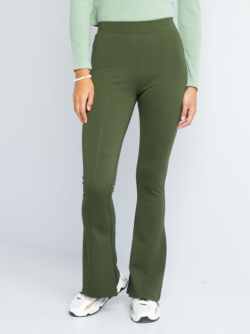 Pantalón flare bootcut con aberturas VERDE - Kiabi