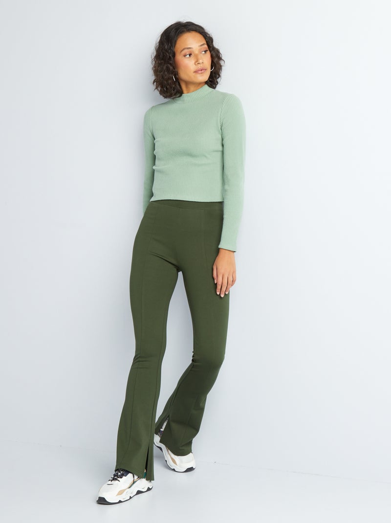 Pantalón flare bootcut con aberturas VERDE - Kiabi
