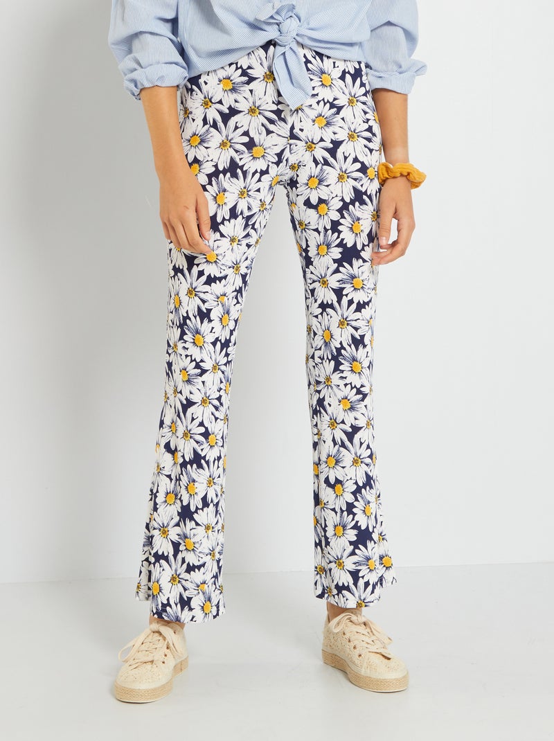 Pantalón flare con estampado 'floral' AMARILLO - Kiabi