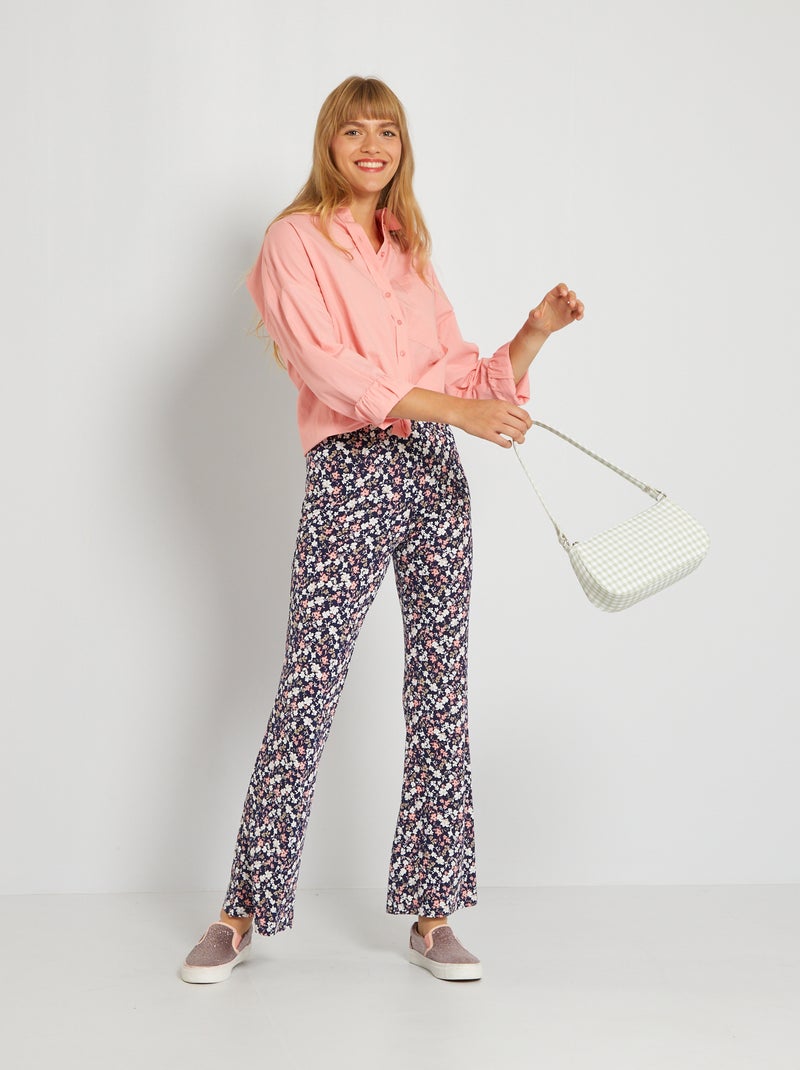 Pantalón flare con estampado 'floral' ROSA - Kiabi