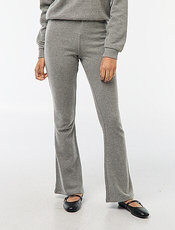 Pantalón flare de algodón elástico en punto suave