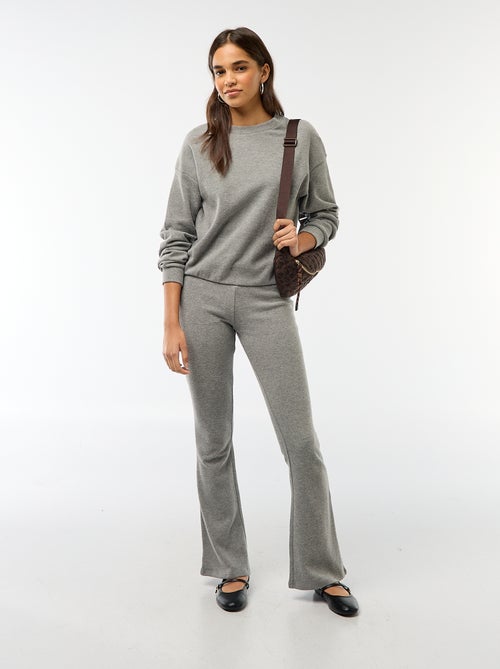 Pantalón flare de algodón elástico en punto suave - Kiabi