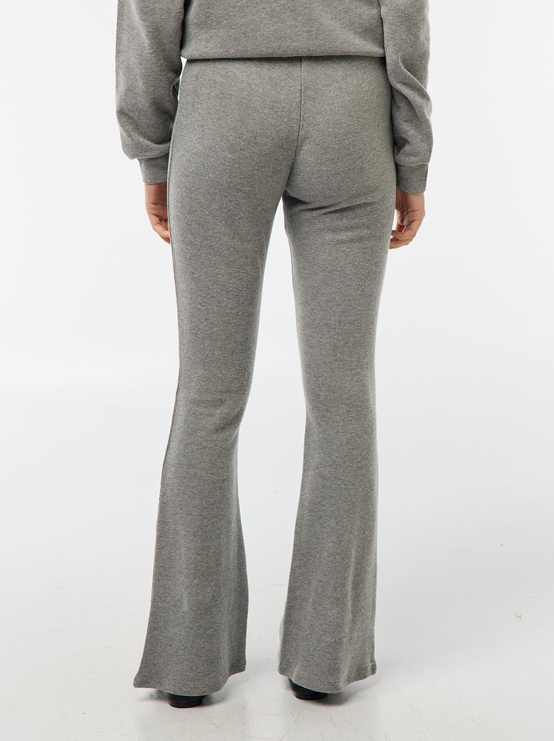 Pantalón flare de algodón elástico en punto suave Gris - Kiabi