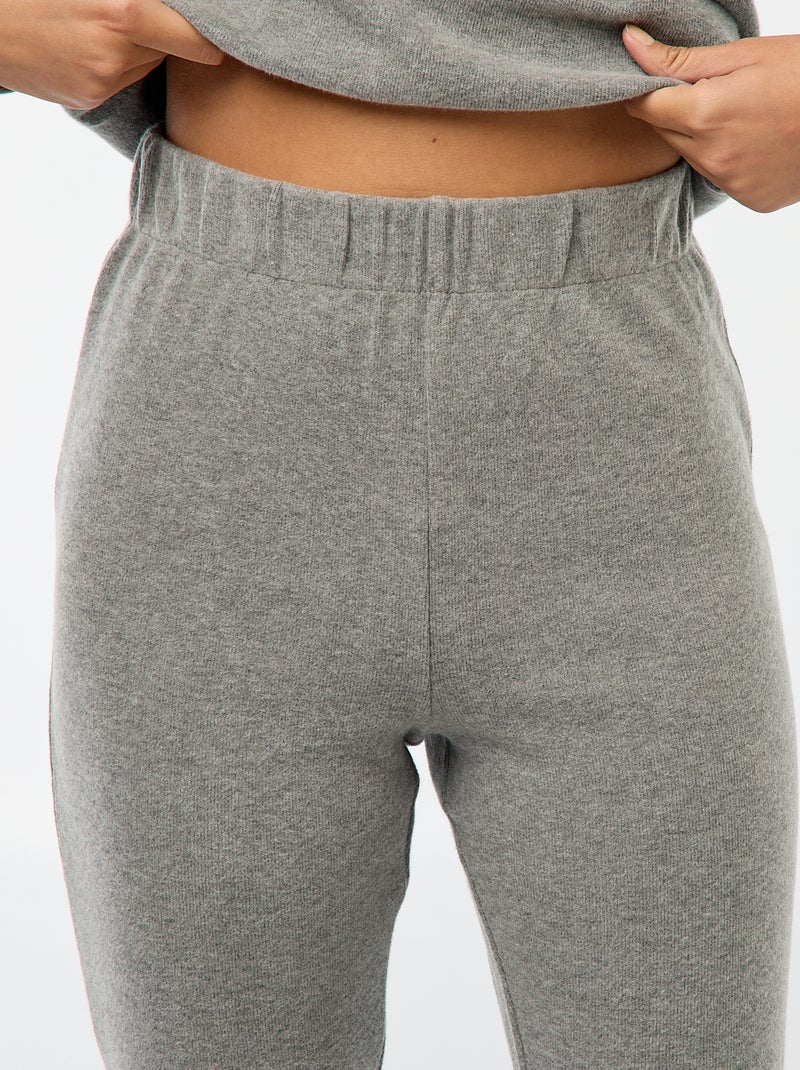 Pantalón flare de algodón elástico en punto suave Gris - Kiabi