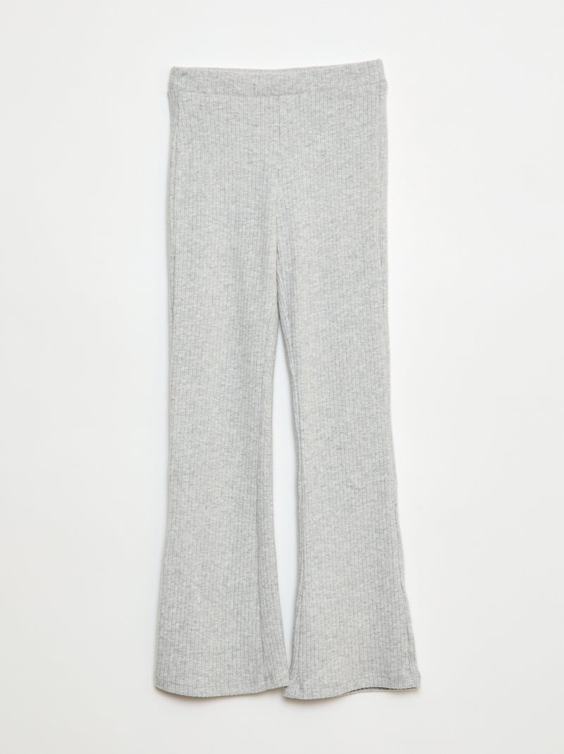 Pantalón flare de algodón liso Gris - Kiabi