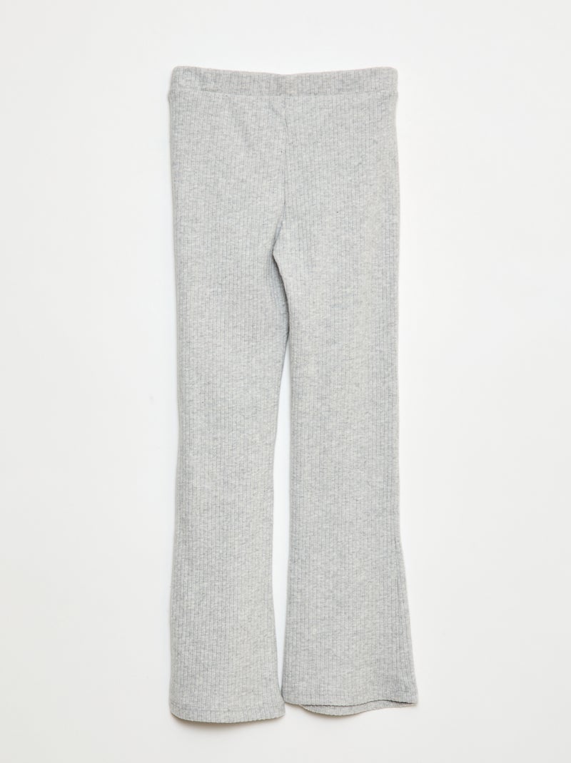 Pantalón flare de algodón liso Gris - Kiabi