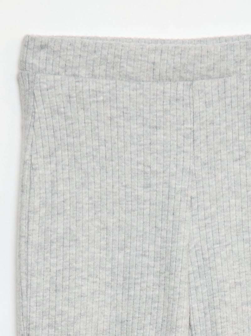 Pantalón flare de algodón liso Gris - Kiabi