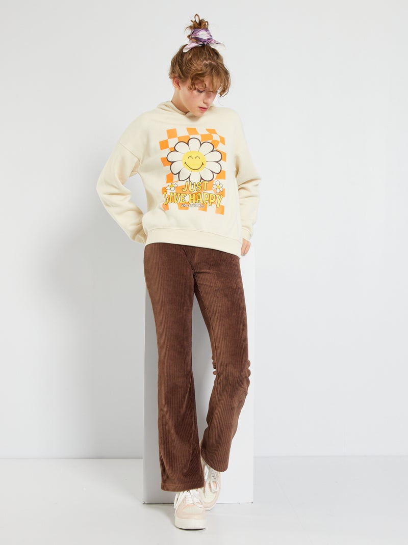 Pantalón flare de pana castaño oscuro - Kiabi