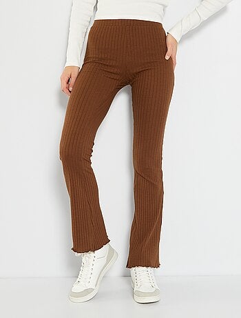 Pantalón flare de punto de canalé - Kiabi