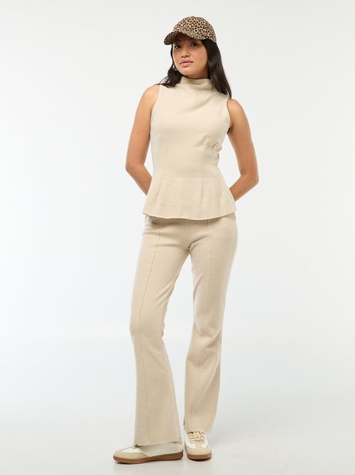 Pantalón flare de punto liso - Kiabi