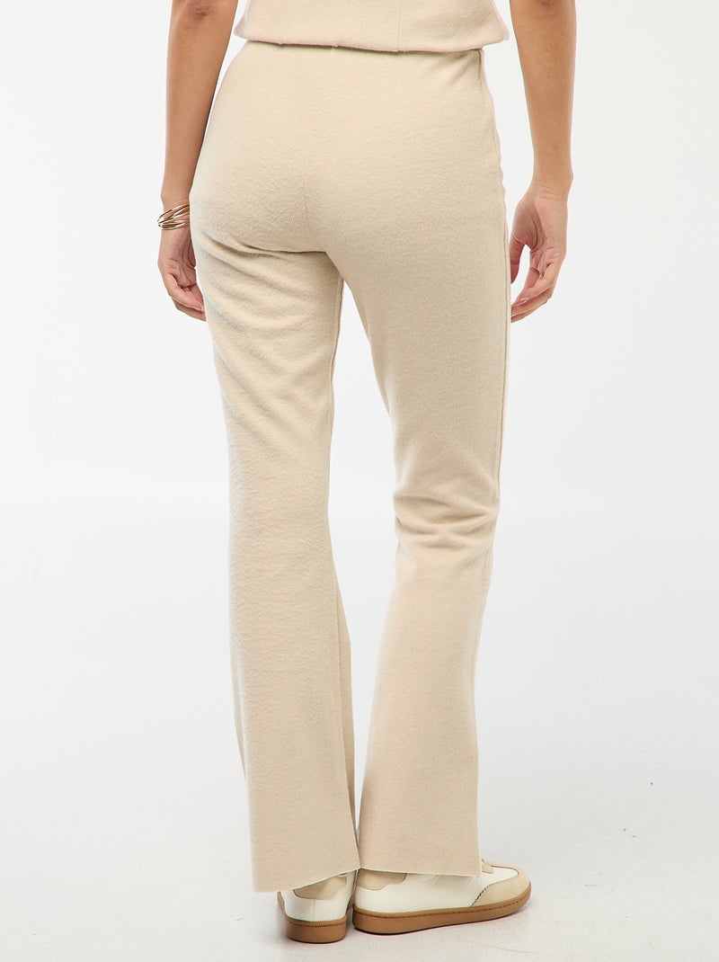 Pantalón flare de punto liso Beige - Kiabi