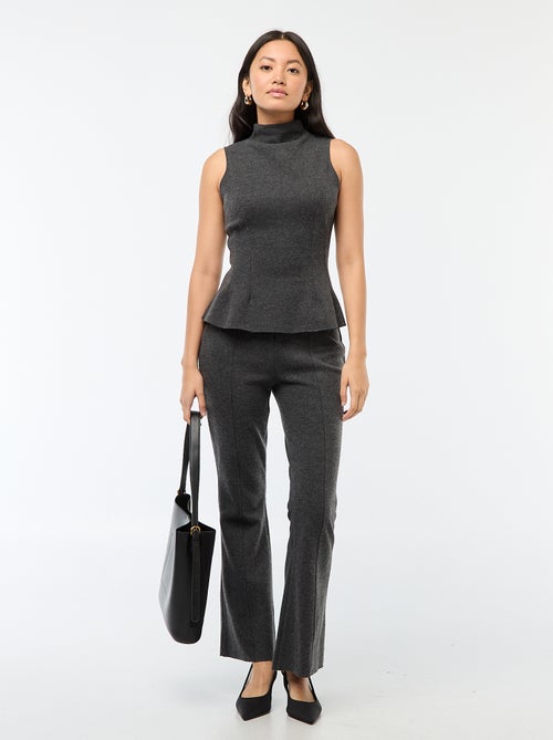 Pantalón flare de punto liso - Kiabi