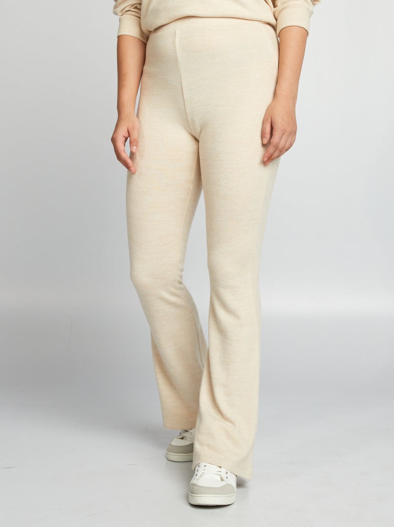 Pantalón flare de punto suave BEIGE - Kiabi