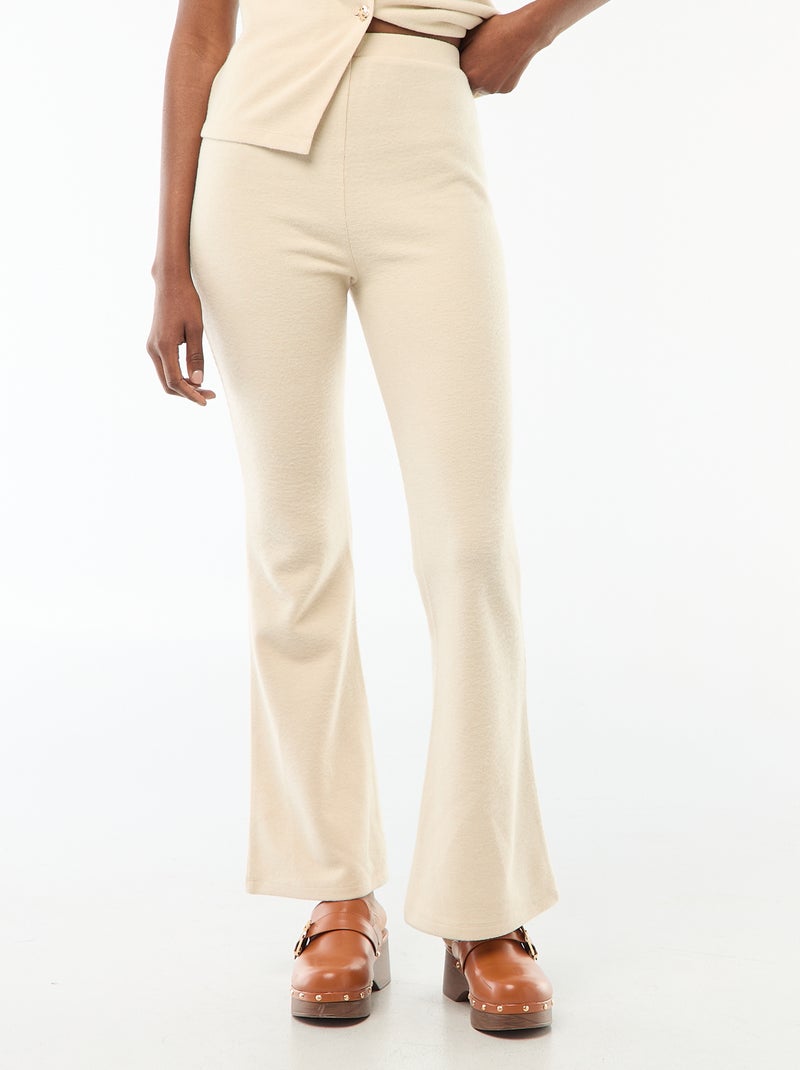 Pantalón flare de punto suave Beige - Kiabi