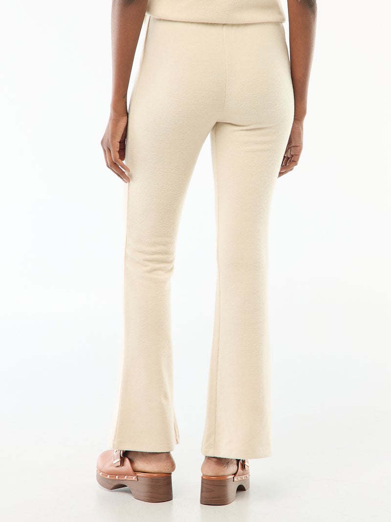 Pantalón flare de punto suave Beige - Kiabi
