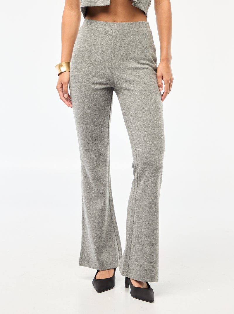 Pantalón flare de punto suave Gris - Kiabi