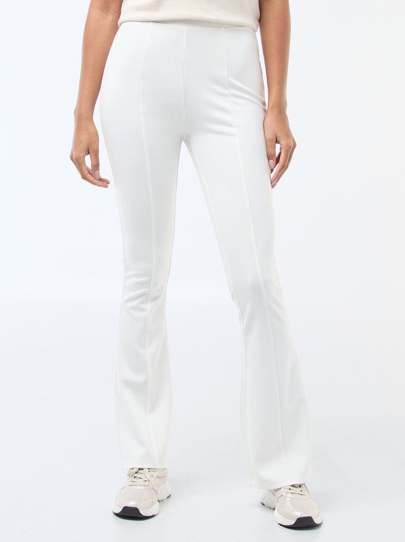 Pantalón flare de punto ultraelástico Blanco - Kiabi