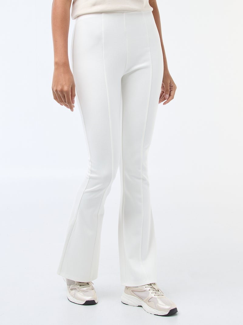 Pantalón flare de punto ultraelástico Blanco - Kiabi