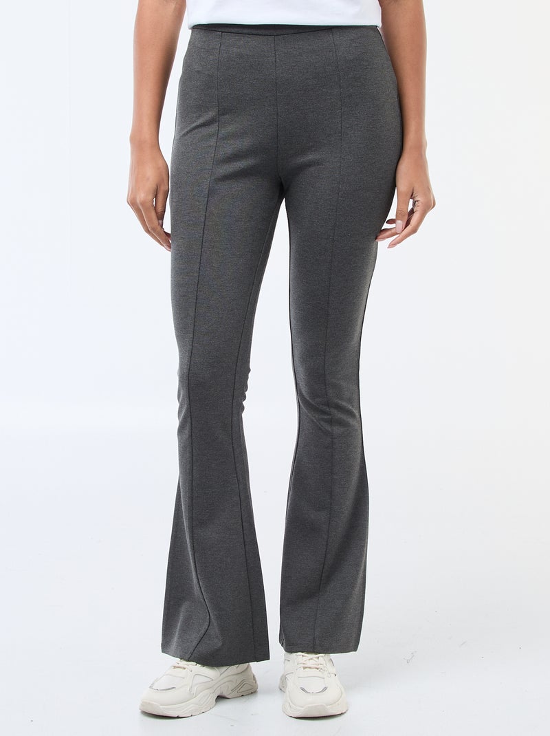 Pantalón flare de punto ultraelástico Gris - Kiabi