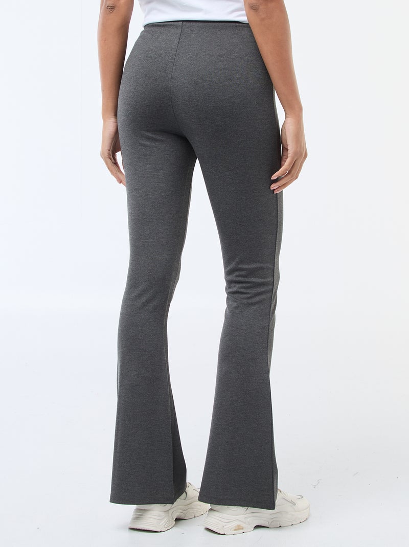 Pantalón flare de punto ultraelástico Gris - Kiabi
