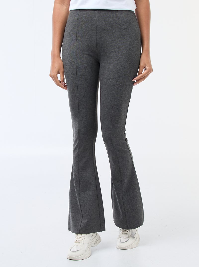 Pantalón flare de punto ultraelástico Gris - Kiabi