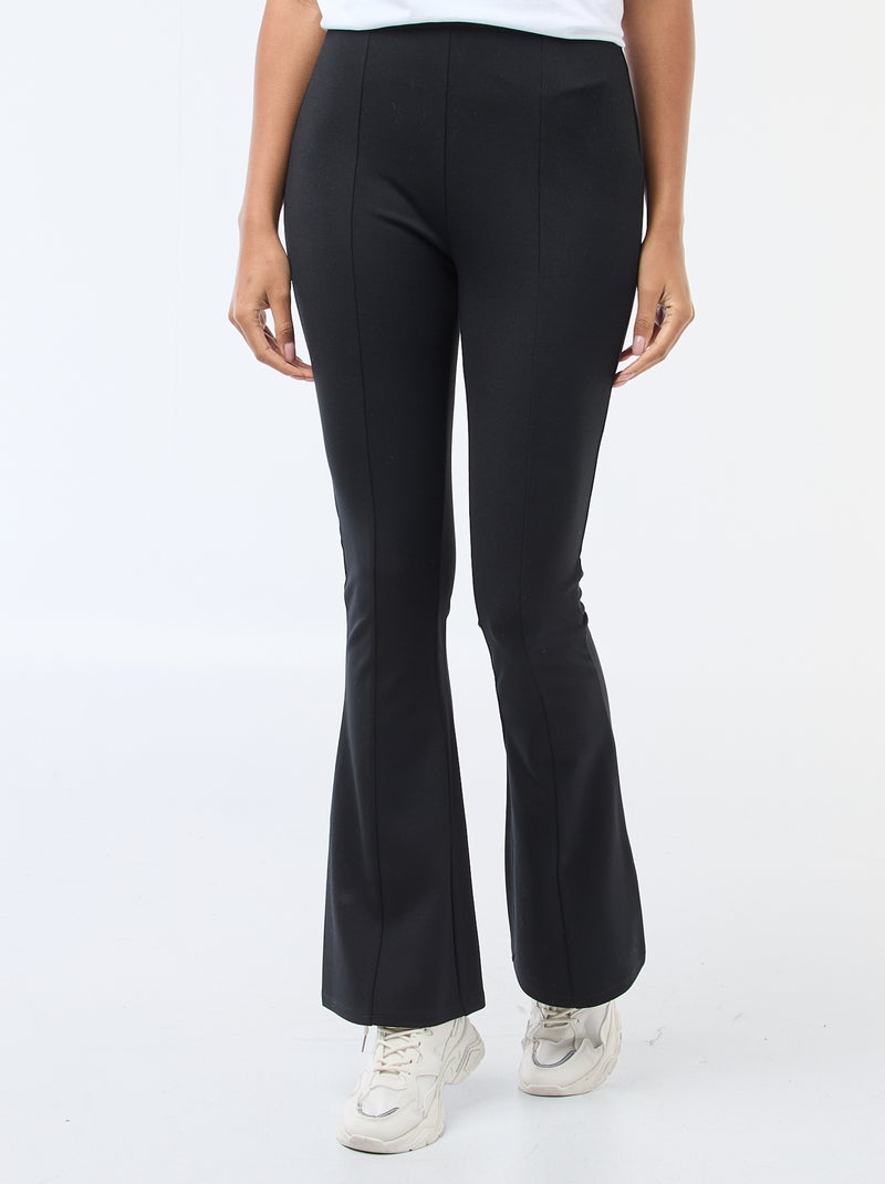 Pantalón flare de punto ultraelástico Negro - Kiabi