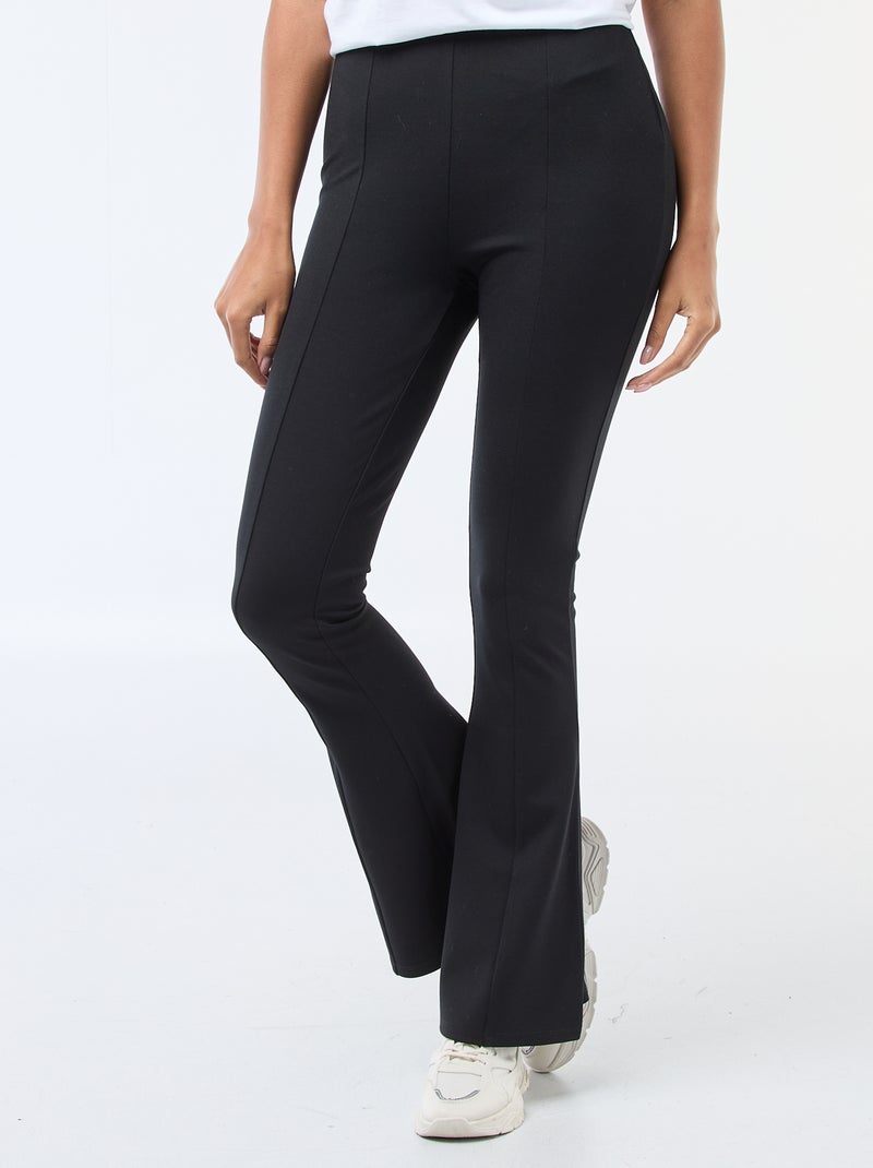 Pantalón flare de punto ultraelástico Negro - Kiabi