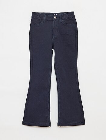 Pantalón flare de sarga con cintura ajustable