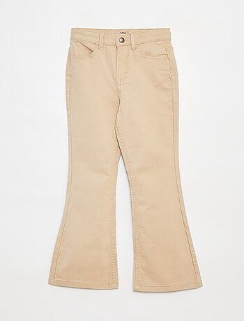 Pantalón flare de sarga con cintura ajustable